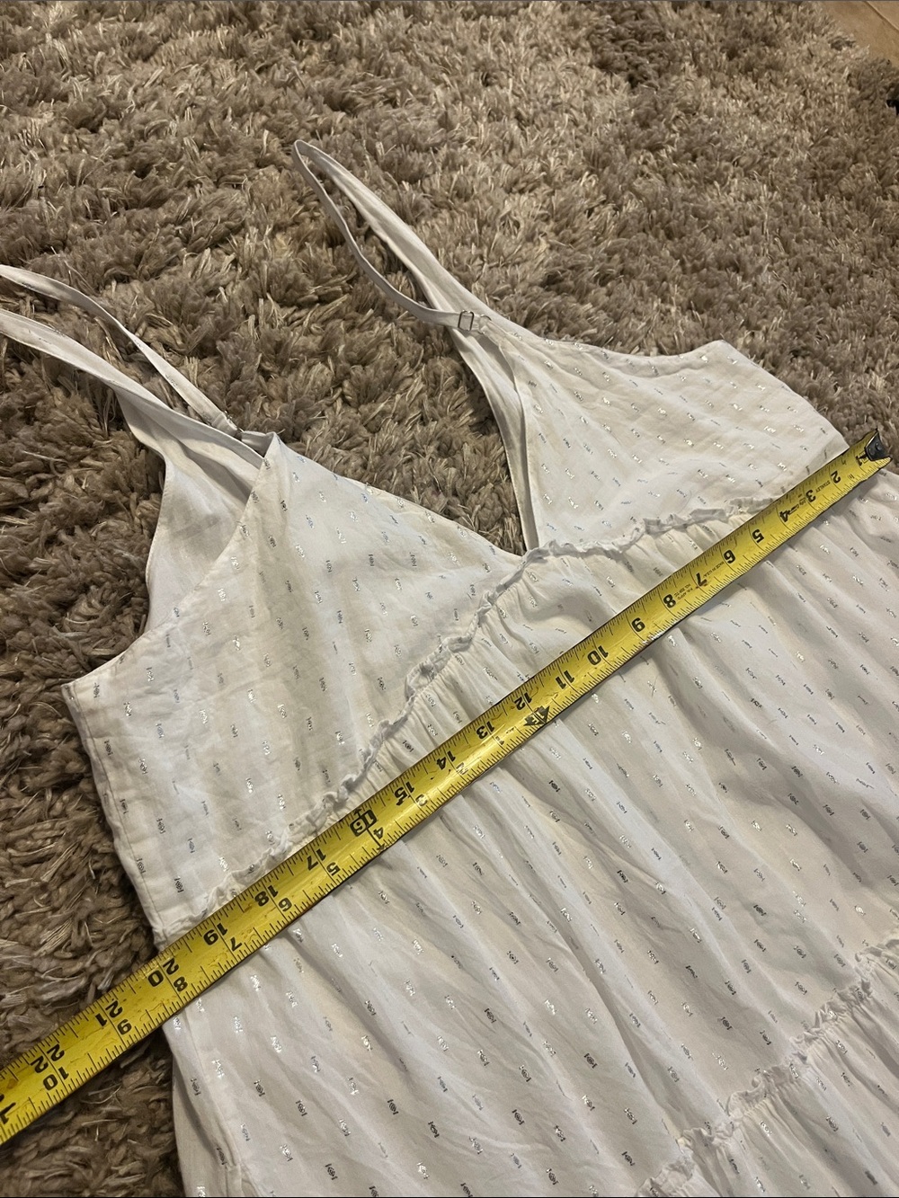 White Tiered Maxi Dress Flowy Boho Summer Beach Vacation Dress XL - Picture 7 of 7